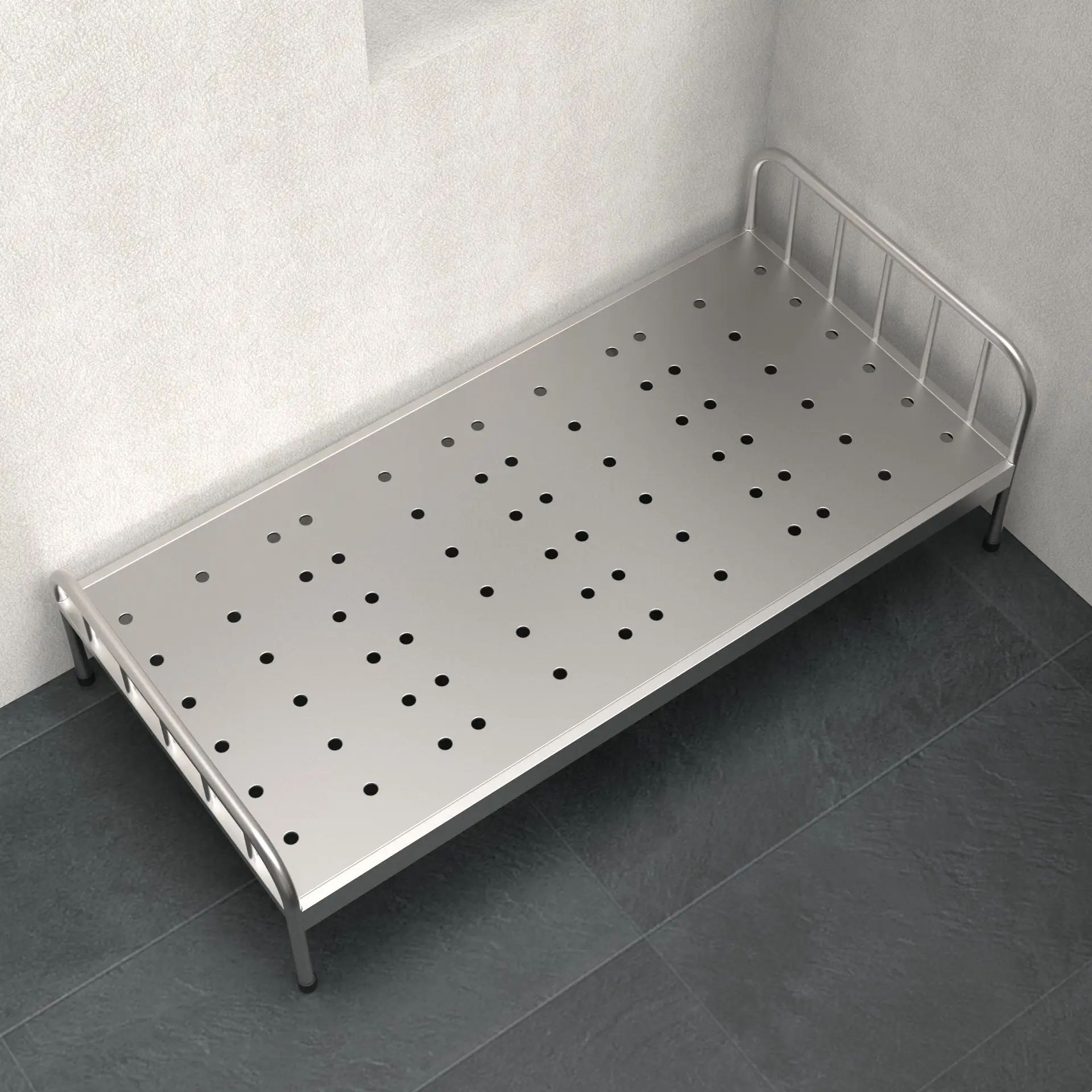 Cama de prisão única, dormitório de centro de retenção de prisão espessada, cama de célula única de aço inoxidável para adultos