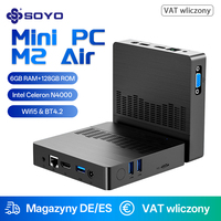 SOYO M2 Air Mini PC Intel N4000 CPU Processor Windows 11 LPDDR4 6GB RAM 128GB ROM Dual-Band WiFi HDMI VGA Portable MINIPC BT4.2