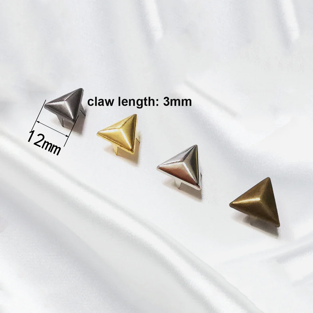 100sets Brass Triangle Claw Rivets Fashion Clothing Studs Leather Craft Bag Belt Garment Shoes Collar DIY Decor Accessories