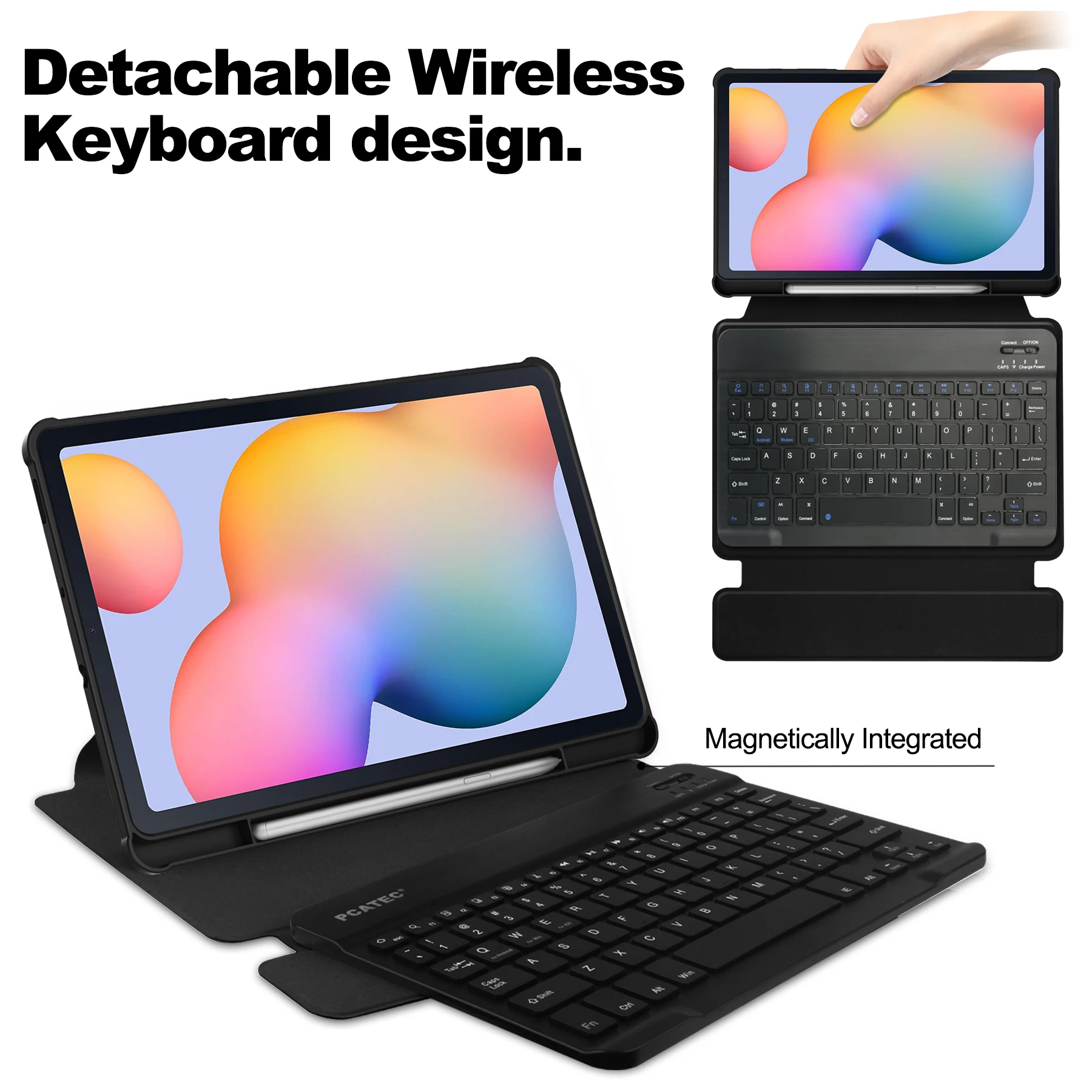 Leather Case For Samsung Galaxy Tab S6 Lite 2024 SM-P620 P625 P627 P613 P619 P610 P615  Tablet Transparent 360°rotary keyboard
