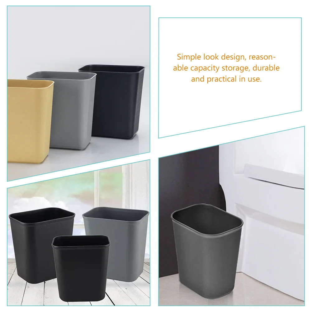 

2pcs Rectangle Plastic Trash Can Household Garbage Bin Kitchen Office Waste Bucket Storage Container For Home