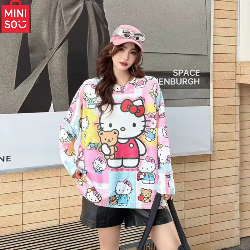 

MINISO Hello Kitty Knitted Sweater Women's Autumn Wear Spring and Autumn Outerwear Printed Top