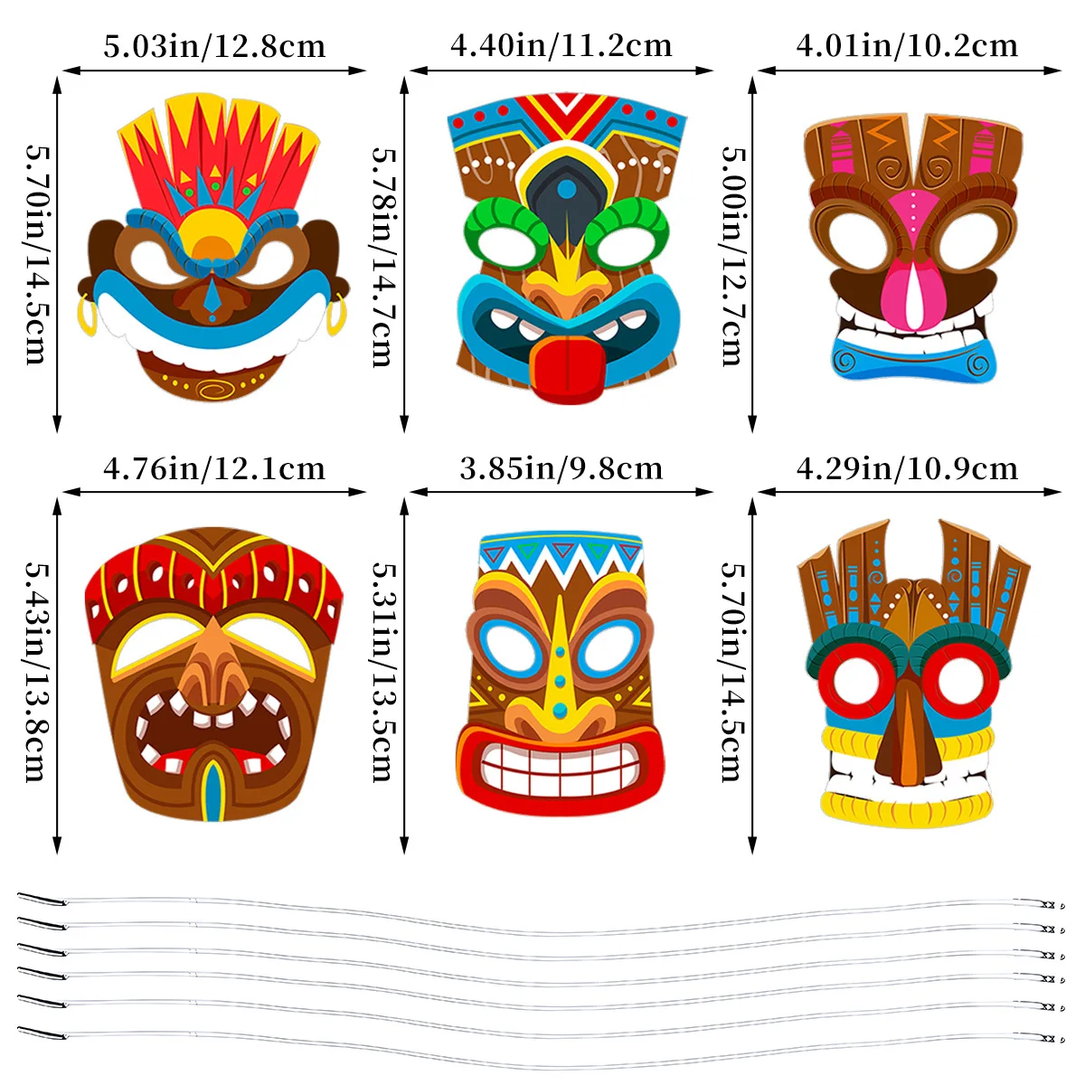 12Pcs Torpil Hawaii Theme Paper Eye Mask Vibrant Tiki Mask Dress Up Masquerade Photo Props for Summer Beach Birthday Party Decor
