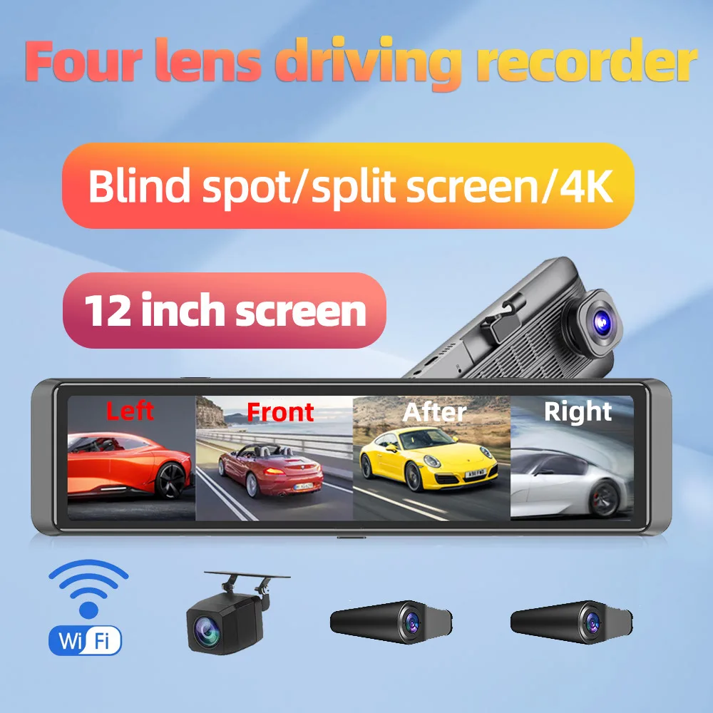 4CH Dash Cam 11.26 pollici 4K WIFI Specchietto retrovisore 4 camer Videoregistratore Auto DVR ADAS BSD Visione notturna 24H Parcheggio Monior
