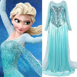 Elsa przebranie księżniczki niebieska królowa śniegu przebranie na karnawał cekiny Let it Go Halloween Cosplay impreza tematyczna Takerlama