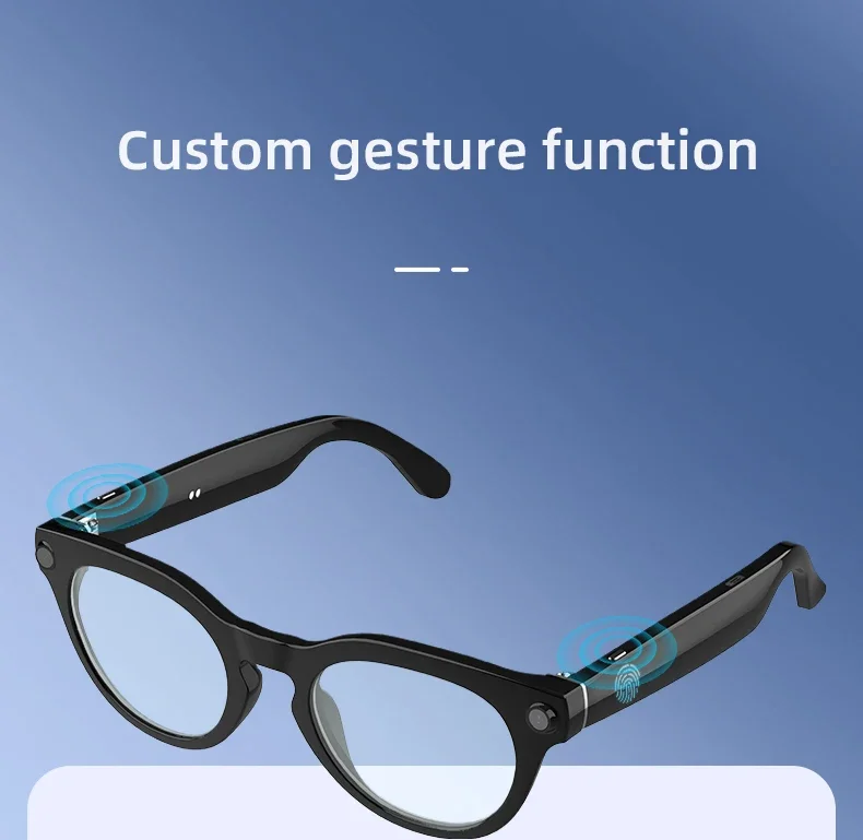 Camera Smart Glasses Open Ear Music Hands-Free Calling Stereo Sound Wearable Headsets Smart Sports Anti-Blue Light Sunglasses