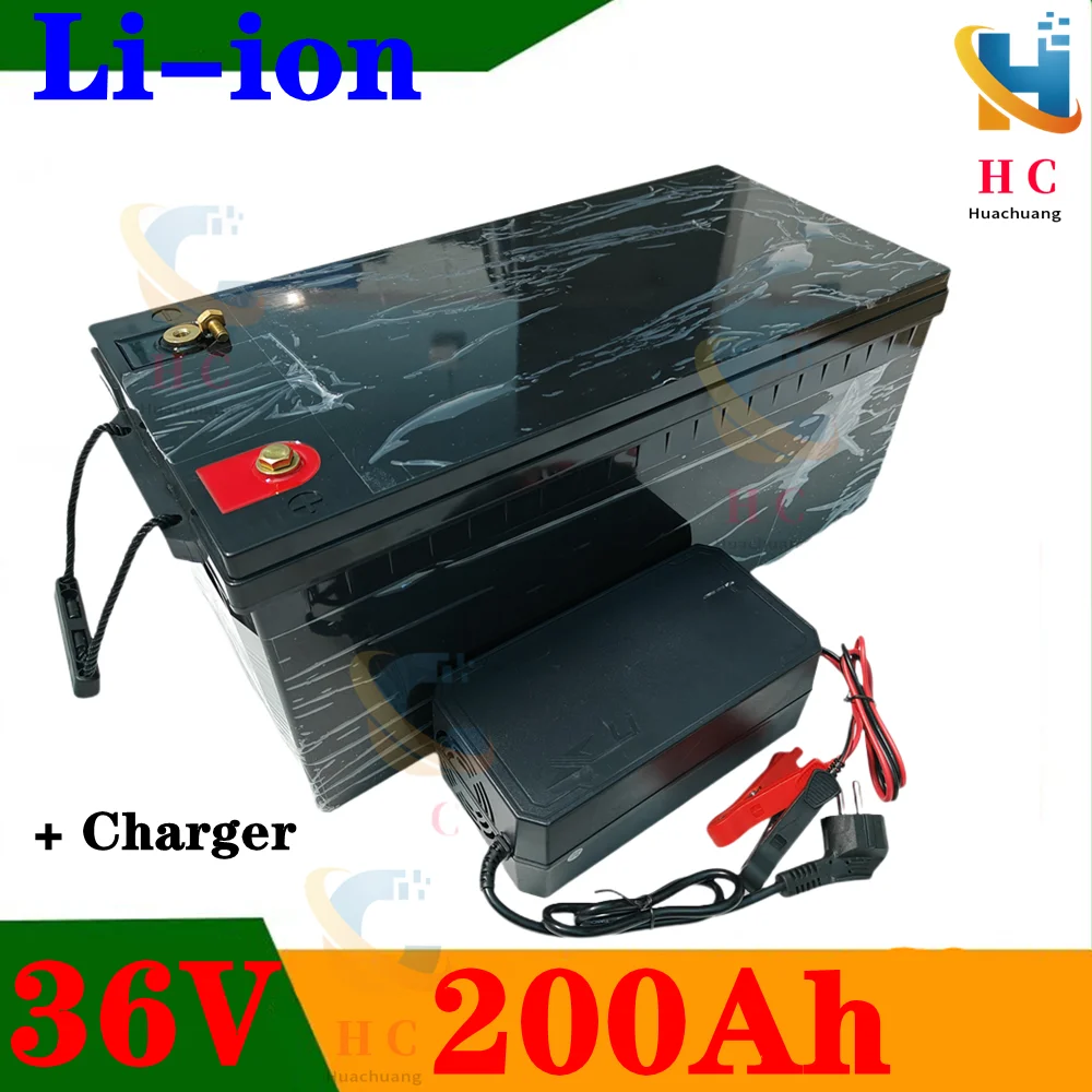 waterproof 36v 200ah lithium ion battery 100A BMS li ion battery for 3000W 1500W scooter bike Solar energy EV +10A charger