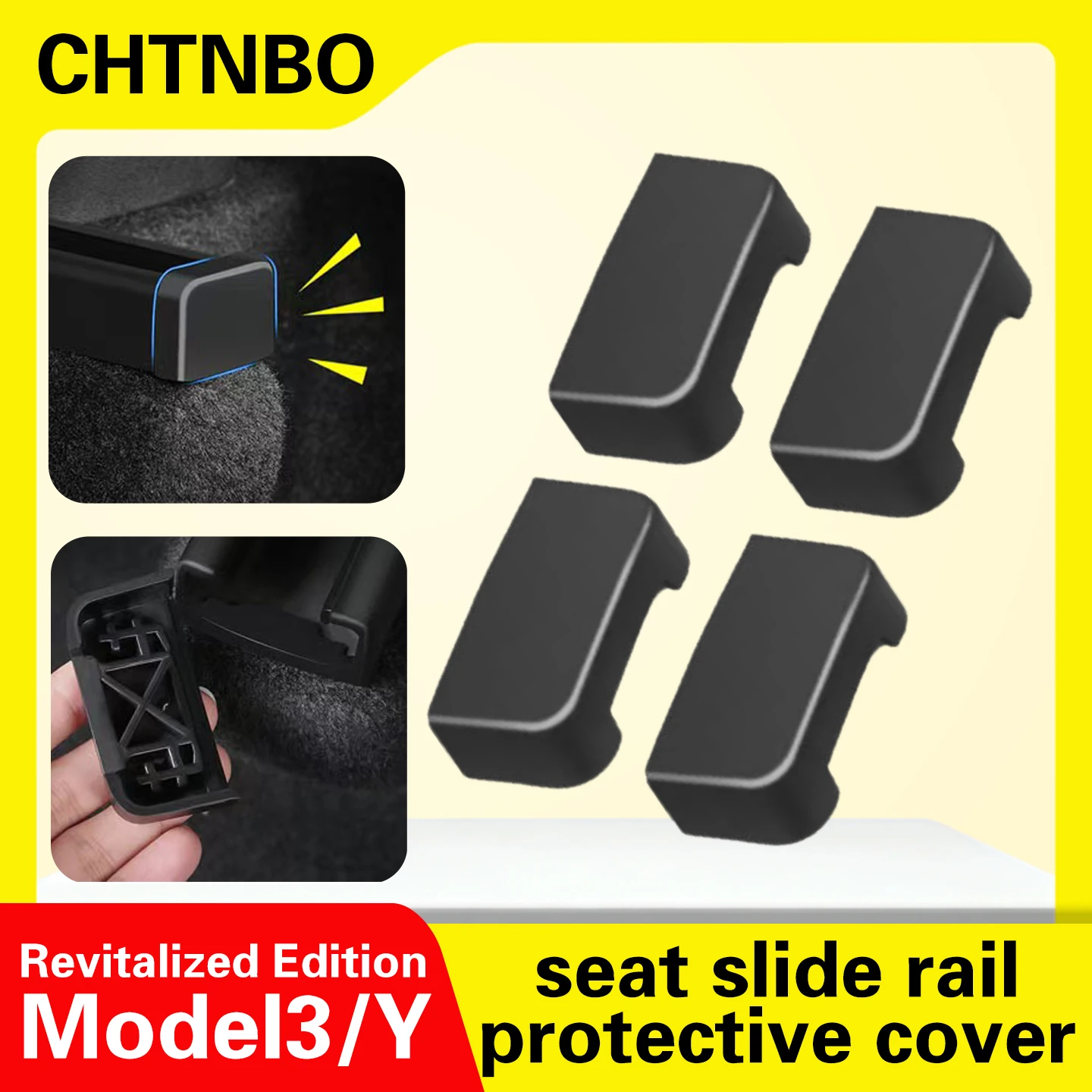 CHTNBO 4pcs Seat Rail Cover Protector For Tesla Model 3 Y Juniper Accessories 2026 -2021 Rear End Pieces Backseat Slide