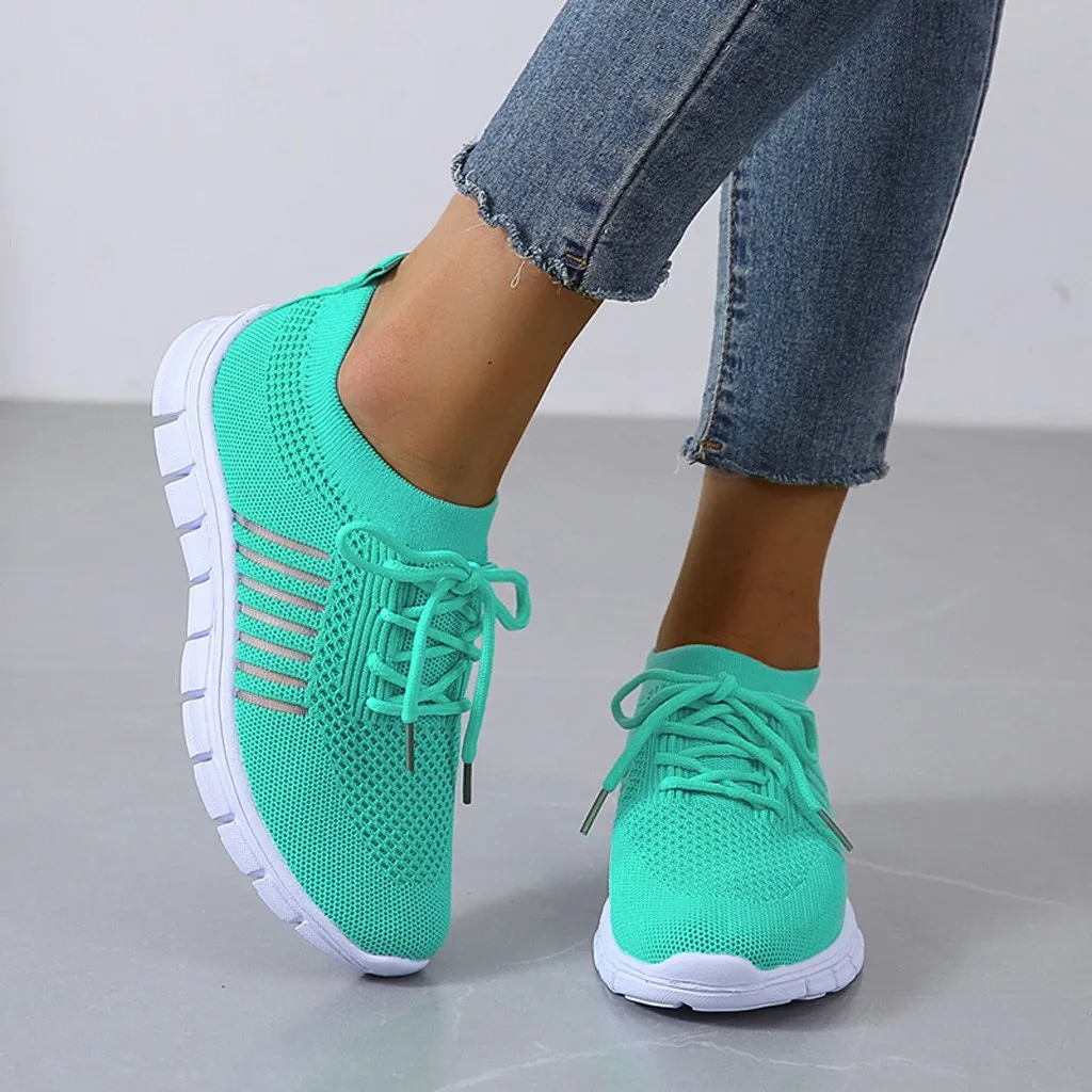 Fashion Women Sport Shoes Summer Classic Mesh Breathable Casual Lace-Up Runing Shoes Daily Matching Comfy Lightweight Shoes