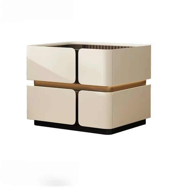 Modern Luxury Wood Smart Bedside Table Light Emitting Diode Light Wireless Charging Speaker