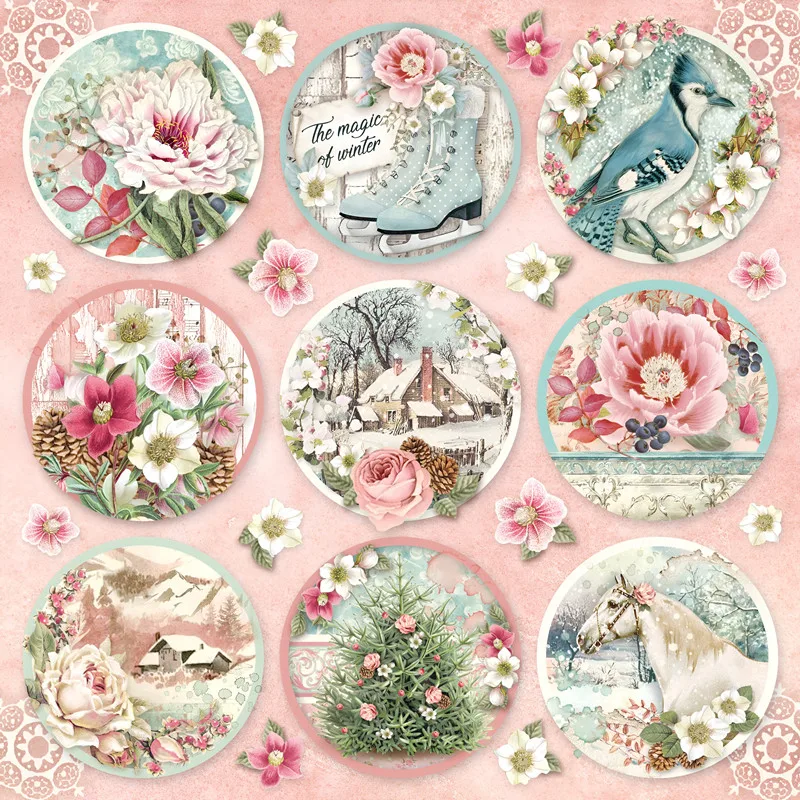 23Pcs/Pack Vintage Sweet Winter Sticker DIY Craft Scrapbooking Album Junk Journal Decorative Stickers