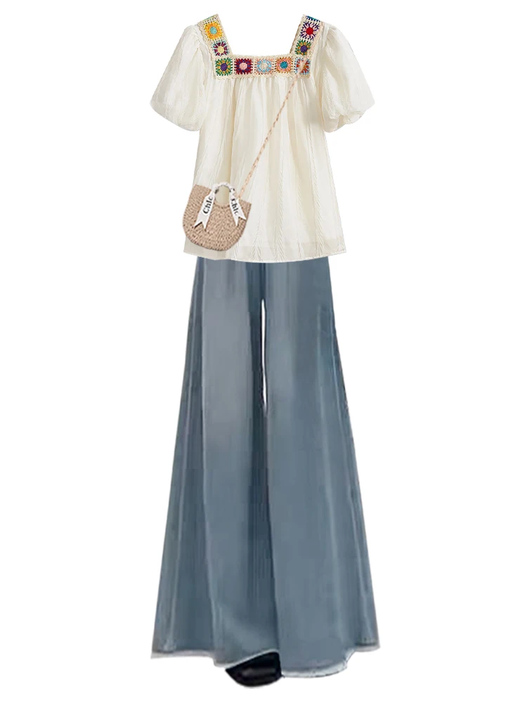 طقم مكون من قطعتين من قماش الدنيم المقاوم للشيخوخة ومضاد للشيخوخة للنساء من قماش الدنيم مكون من قطعتين من ألياف البوليستر...