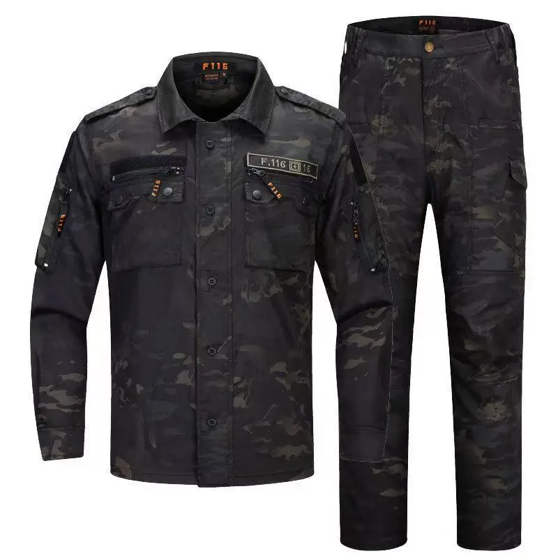 F116 Tarnanzug Zweiteiliger Taktischer Anzug für Herren Multi-Taschen Verschleißfeste Langarm-Jacke und Hose Frühling Herbst Outdoor Jagd Airsoft – Detail 8