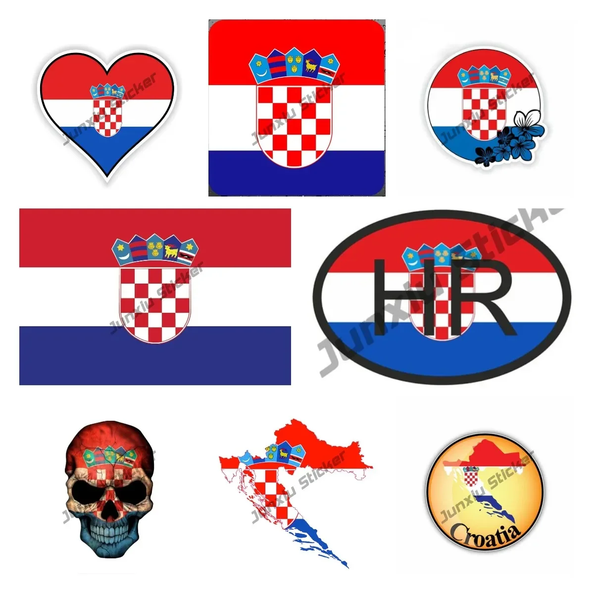 Creative Croatia Flag Circle Sticker Croatia Coat of Arms Shield Emblem Vinyl Cover Scratches Decoration Car Accessories Sticker