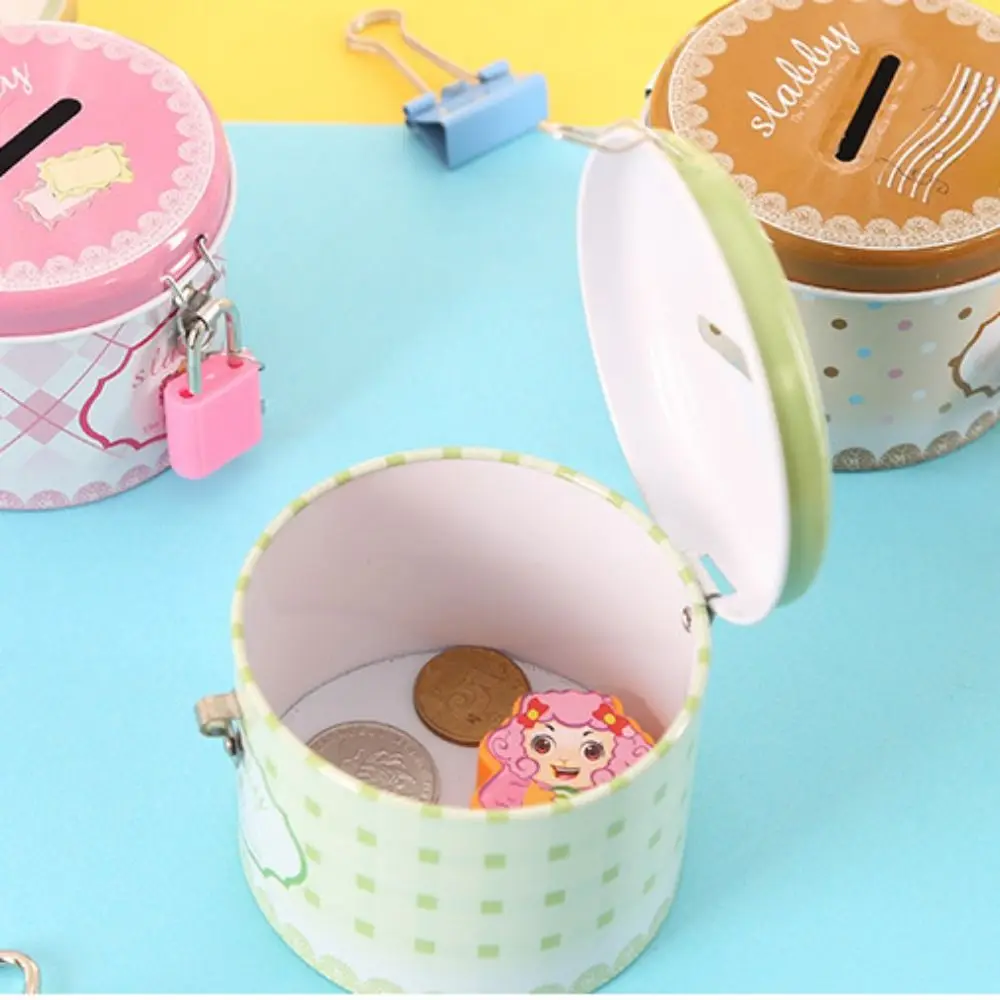 Creative Mini Round Piggy Bank Cute Random Metal Storage Box Anti-fall Iron Kids Saving Banks Birthday Gift