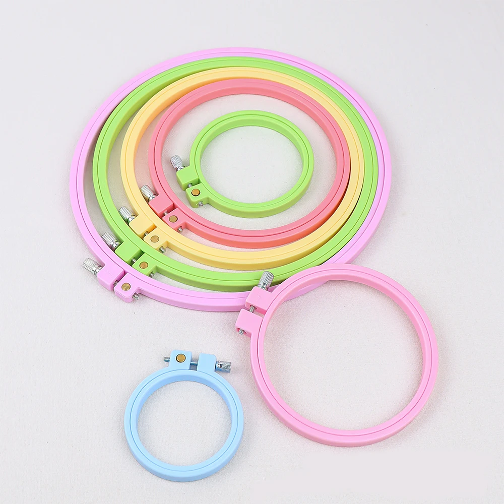 Round Cross Stitch Embroidery Hoops Plastic Embroidery Frame Ring DIY Multi Size Adjustable Handmade Sewing Tool Accessories