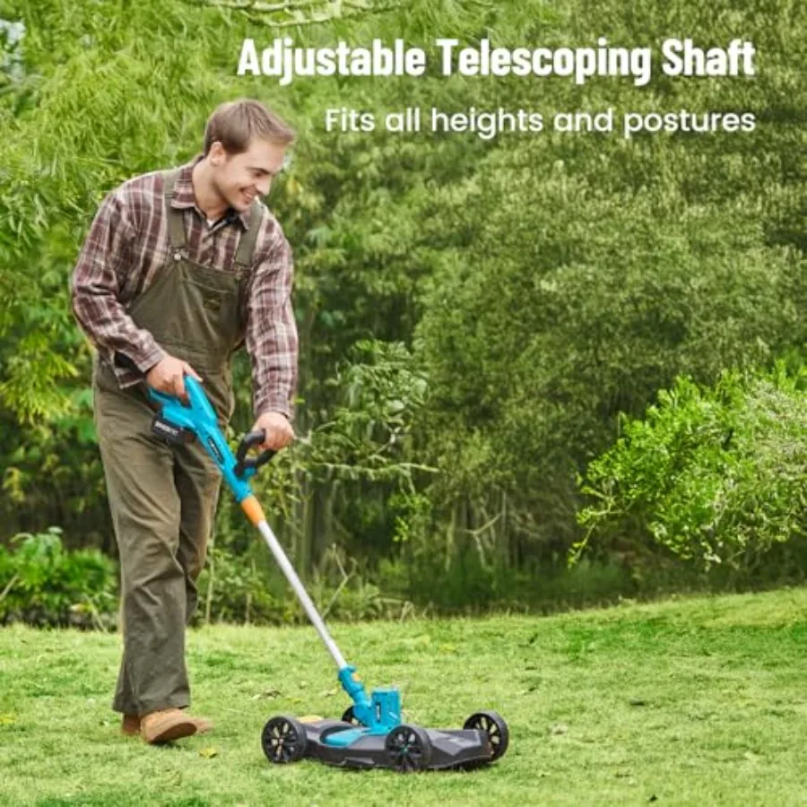 Aparador de cordas sem fio 3 em 1 com wacker de 12 polegadas, 2 baterias de 4,0Ah e carregador de 21V para cuidados com o gramado eficiente e jardim Mai