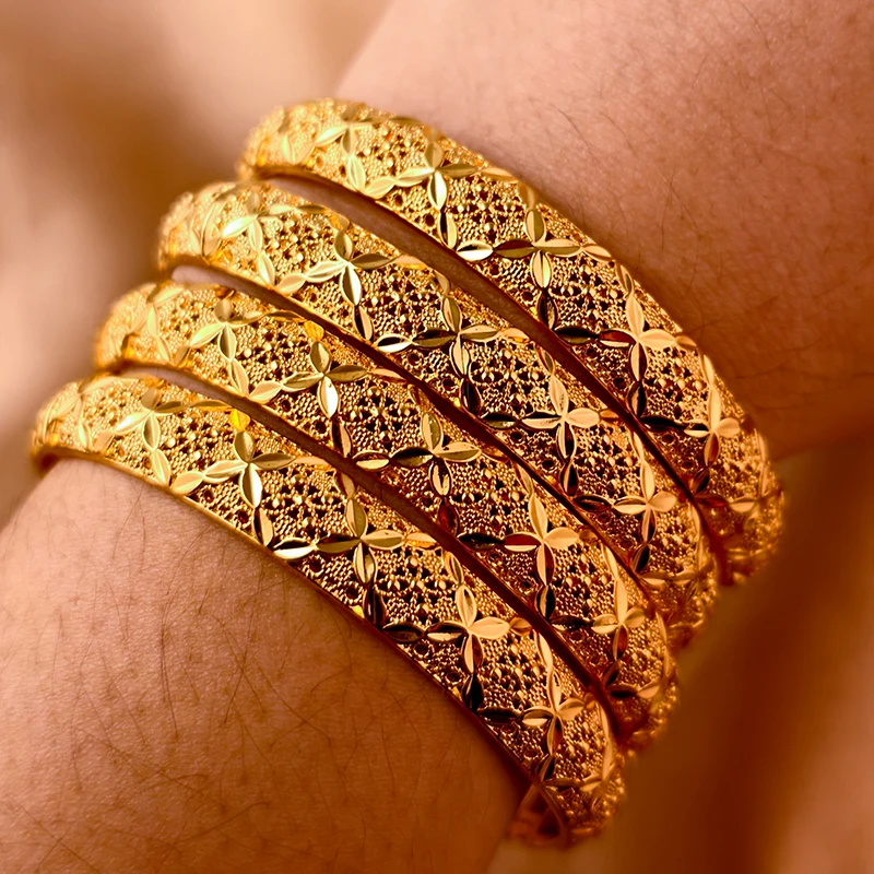 

Bangles African Woman Dubai Gold Color 24k Bracelet Indian Jewelry For Women Wedding Charm Arabic Bracelets Luxury Brand