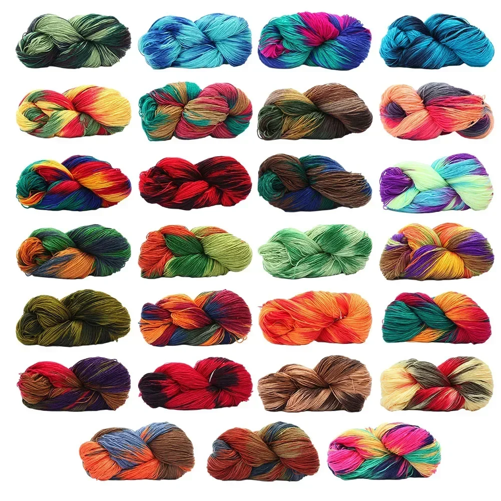 Easy To Use Diy Handmade Acrylic Yarn Baby Sweater Crochet Yarn Durability Rainbow Segment Scarf Ecological Dyeing