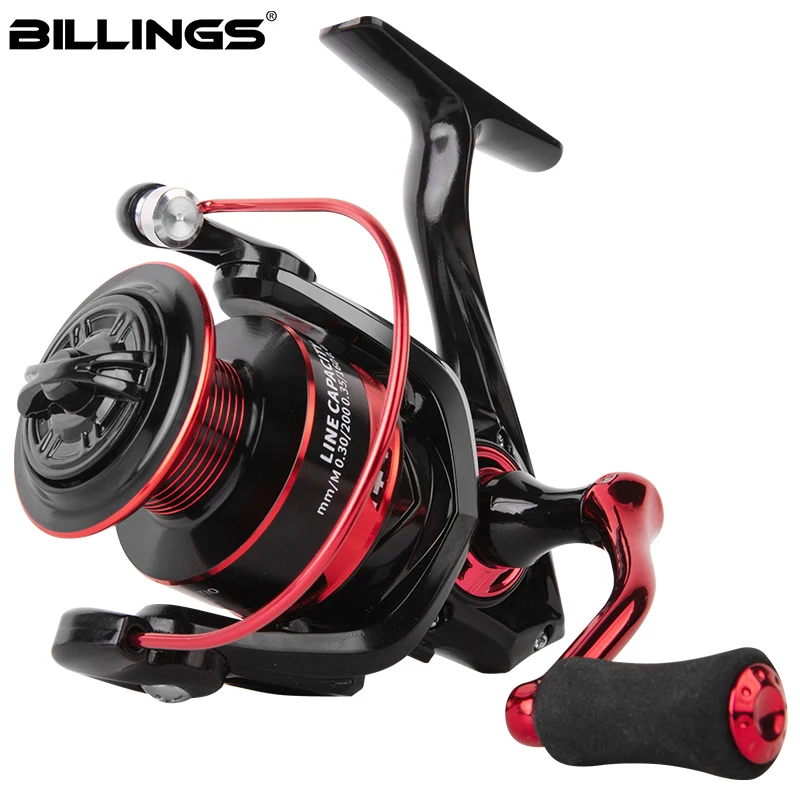 BILLINGS Spinnrolle, Angelrollen der Serie 1000-7000, 12 kg maximale Bremskraft, 5,2:1 Übersetzungsverhältnis, Metallspule und -hebel, für Süßwasser und Salzwasser