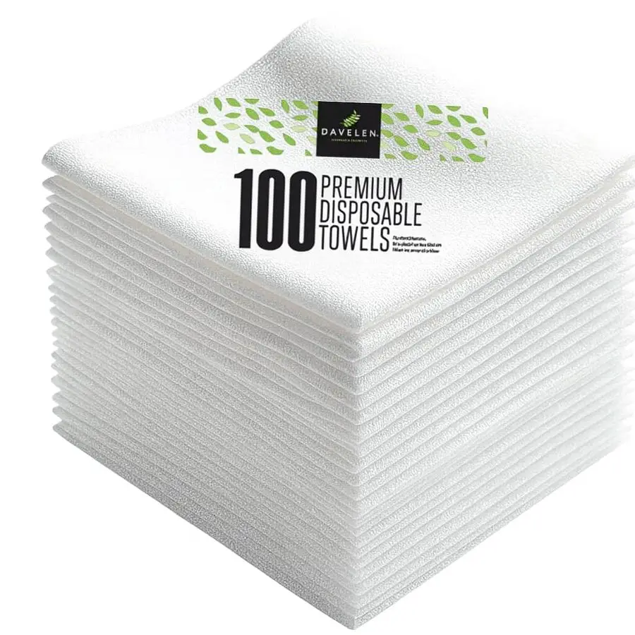 

Disposable Large Luxury Towels 100Count Spa and Salon Quality Softness for Guests, Clients Hair, Face, Body Use Luxurious Comfo