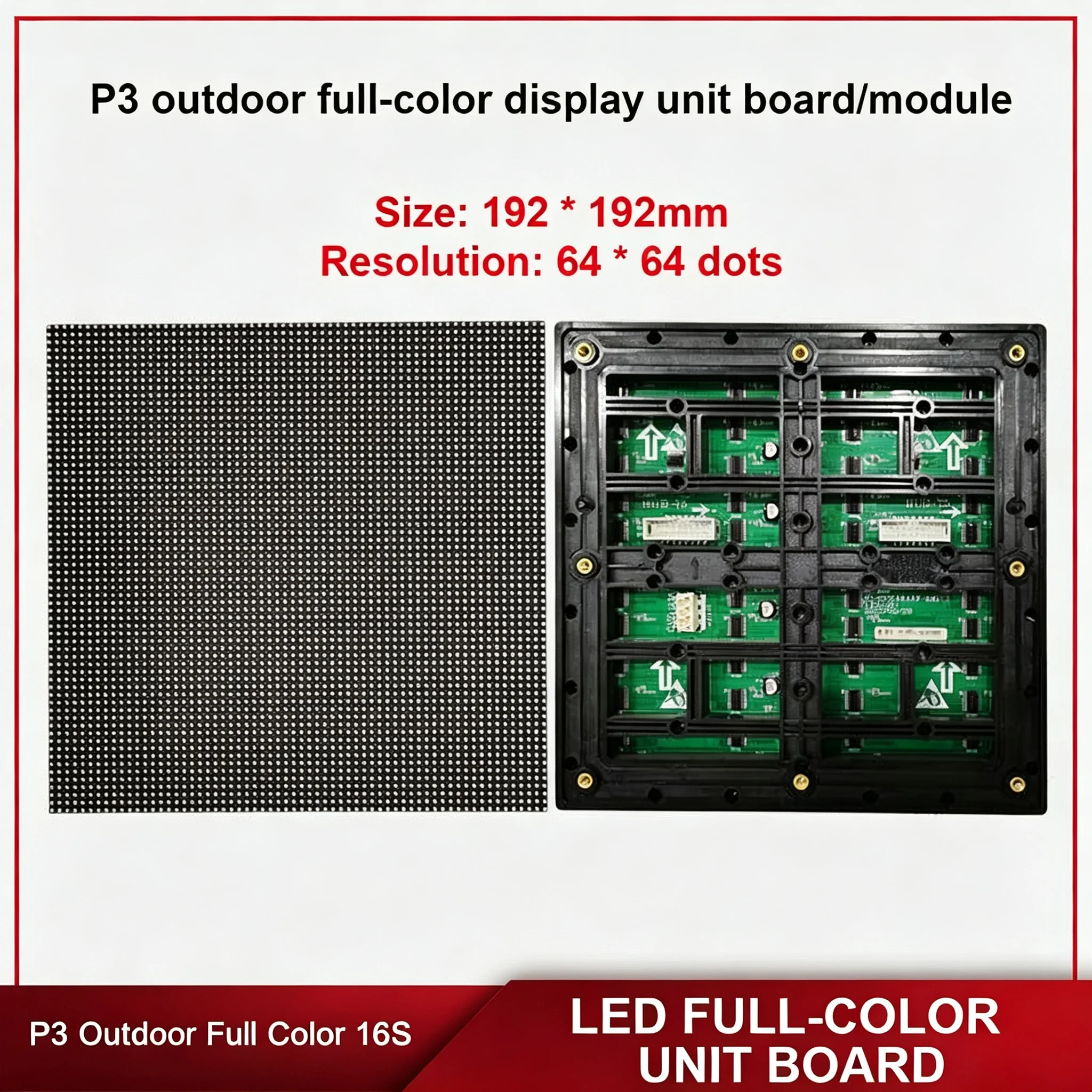 P3 SMD Outdoor Full Color LED Display Module 320x160mm 192x192mm 104x52 64x64 Pixels LED Screen Panel for Wall
