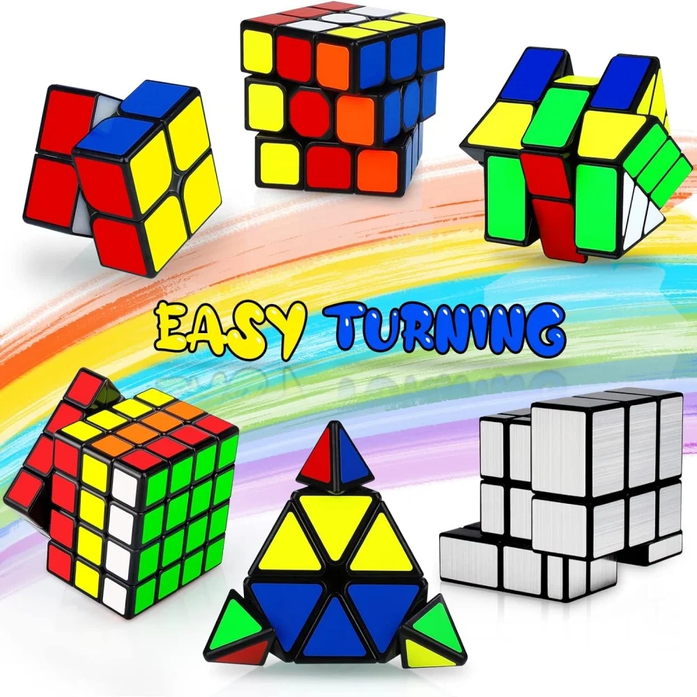 Qiyi Magic Cube Set Toy Cube 2x2 3x3 4x4 Pyraminx Triangle Fenghuolun Mirror Speed Puzzle Cube 6 Pack For Children Educational