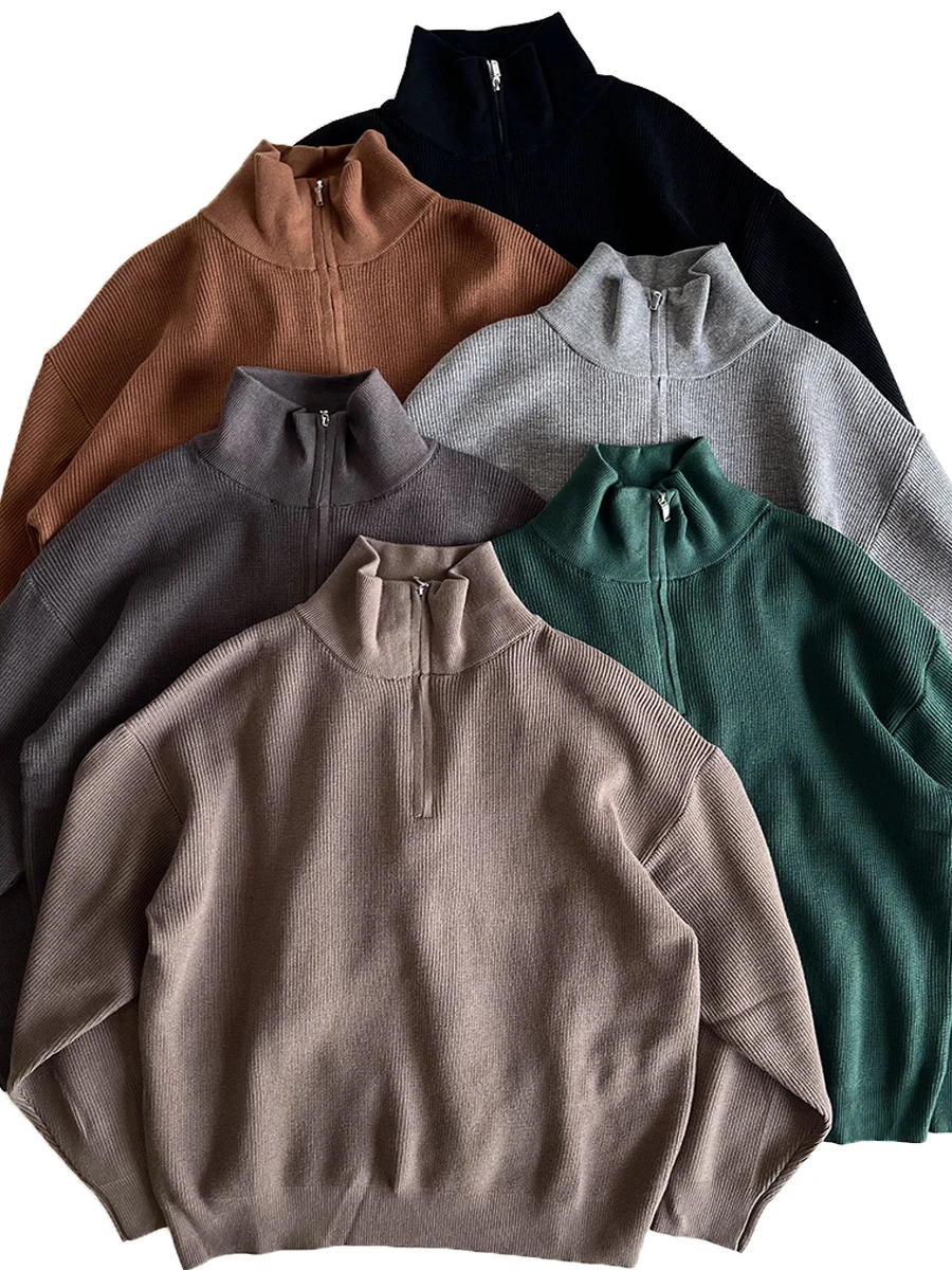 

Простой японский вязаный свитер свободного кроя с капюшоном на молнии, осенняя винтажная верхняя одежда для молодежи