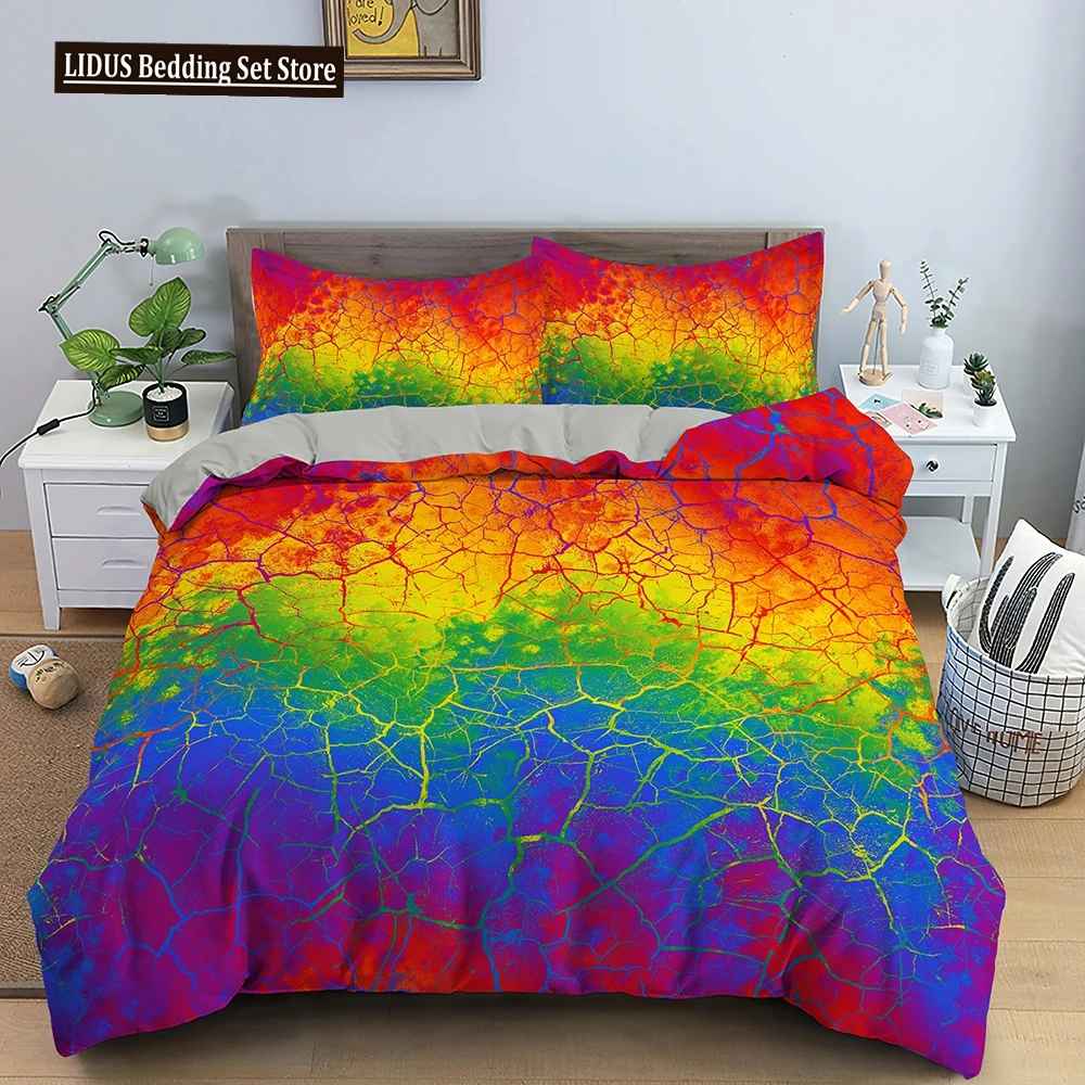 Geometric Pattern Duvet Cover Set Psychedelic Bedding Set Comfortable Quilt Cover Set With Zipper Closure Queen King Full Size