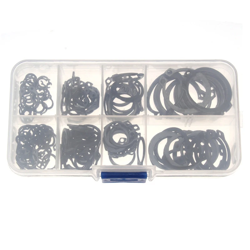 160pcs M6-M25 Carbon Steel Black Shaft C Type External Circlip Washer Bearing Retaining Clip Snap Rings Set