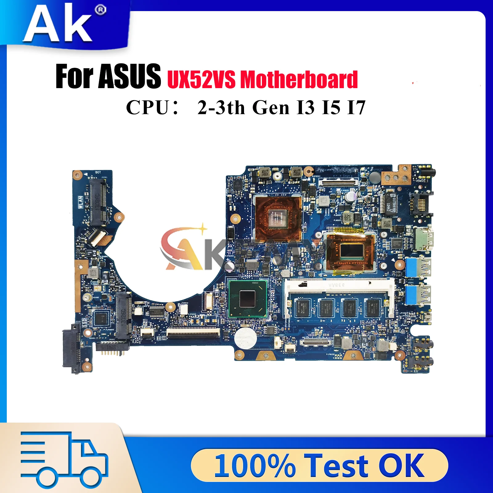 

UX52VS Материнская плата для ноутбука ASUS ZenBook UX52V UX52VS Материнская плата для ноутбука с процессором I3 I5 I7 100% тестирование ОК быстрая доставка stk
