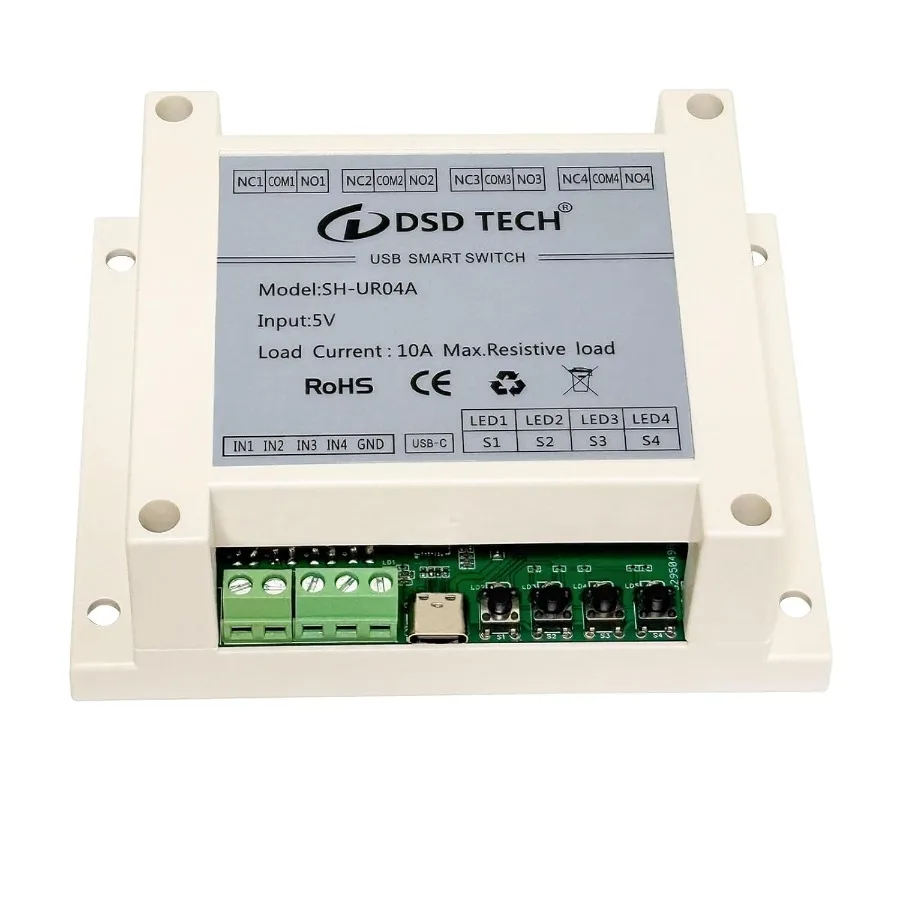 

SH-UR04A 4-Channel USB Powered Relay Module for PC and Mac 4CH