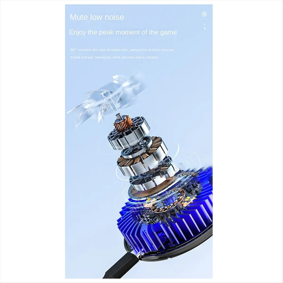 bigger 2-IN-1 Mobile Phone Cooler Magnetic/Back-Clip Semiconductor Cooling Fan Radiator RGB Lighting Effects for Phone Tablet,B