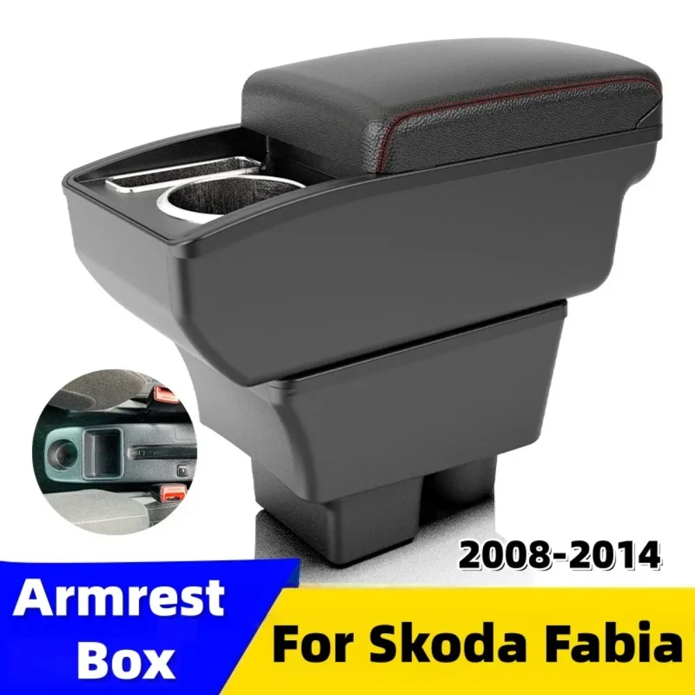 Para Skoda Fabia 2 caja de almacenamiento con USB LED 2008 2009 2010 2011 2012 2013 2014 reposabrazos de coche consola central