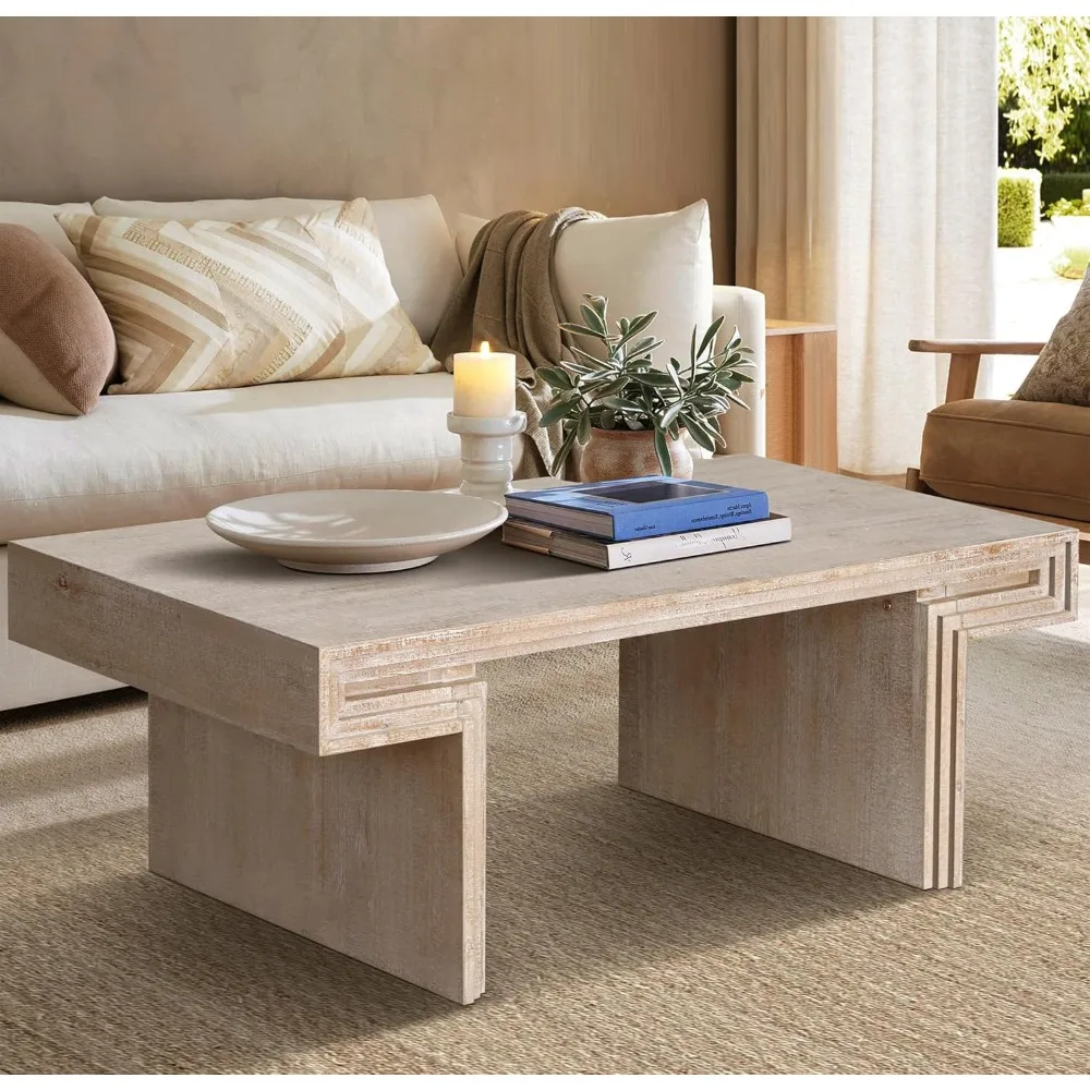 

Vintage Industrial Coffee Table 48" Rectangular Center Table Double-Tier Structure with Rustic Finish Coffee Tables