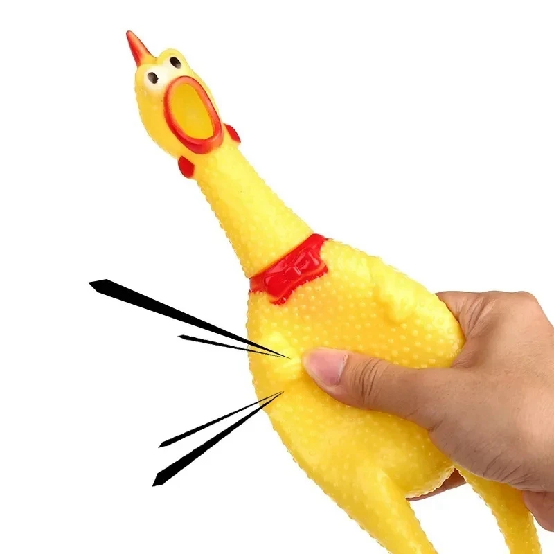 New Pet Dog Squeak Toy Scream Chicken Squeeze Dog Chew Toy Durable And Fun Yellow Rubber Exhaust Chicken Easy Install