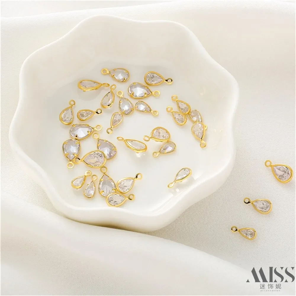 

14K Gold Color Zircon Water Drop Pendant DIY Accessories Handmade Bracelet Necklace Decorative Charm Pendant Jewelry Pendant