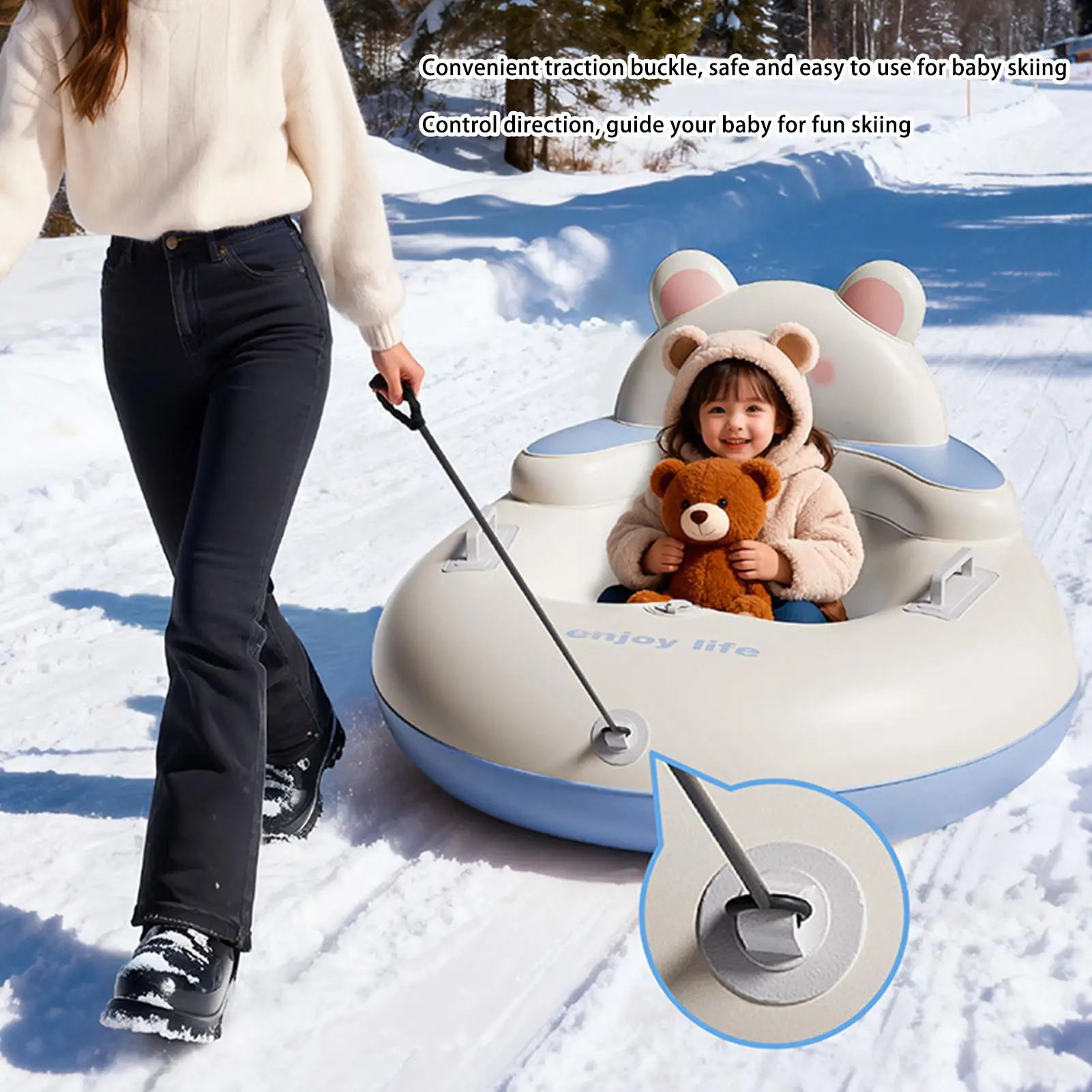 

Snow Tube Thickened Inflatable Winter Toys Winter Sled With Handle For Kids Adults Family Ski Outdoor Backyard Sports Activities