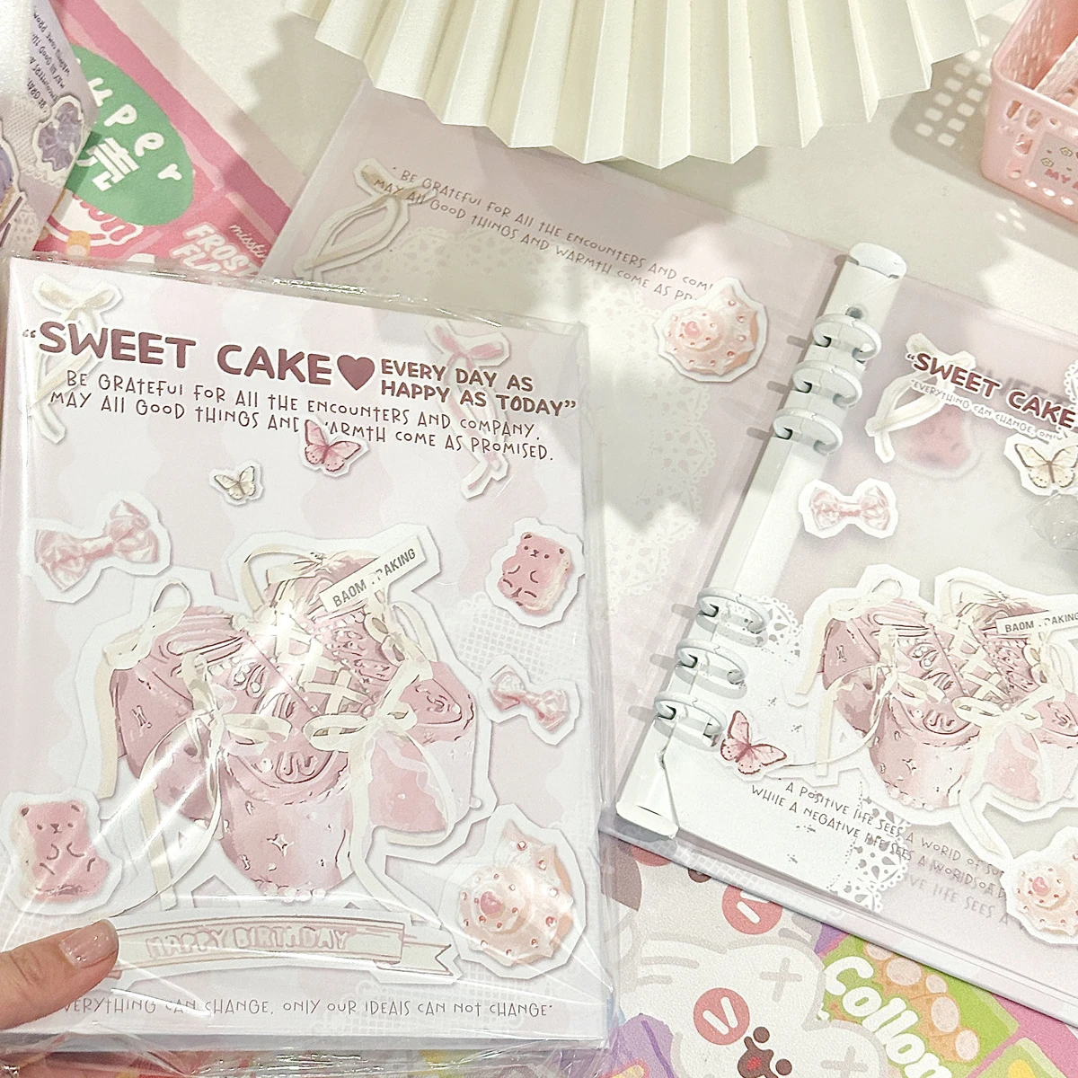 

Cute Pink Bow Binder A5 Loose Leaf Photocards Holder Magnetic Kpop Photo Card Collect Book Album Korean 포카 바인더