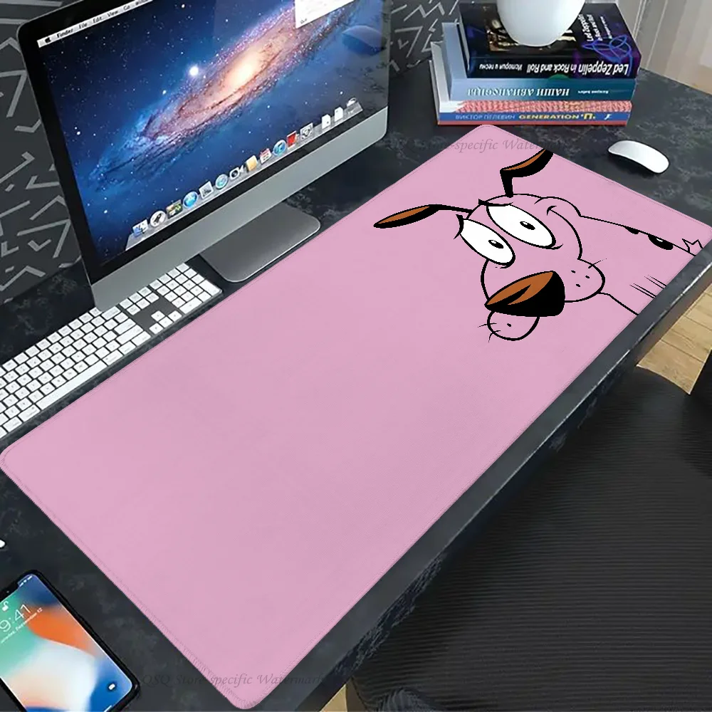 1pc Cartoon C Courage The Cowardly Dog Mouse Mat Desk Mat With Pad Gaming Accessories Prime Gaming XXL Keyboard Pad Padding Mat