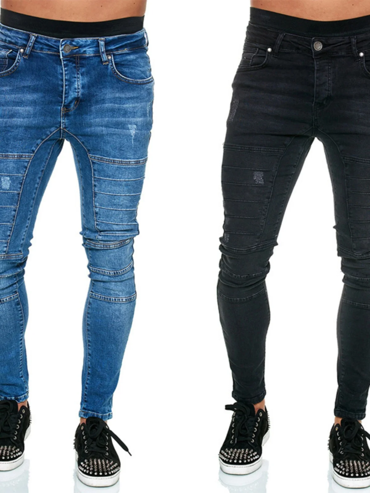 

Men's Slim Fit Jeans Motorcycle Sle Tight Fit High Waist Zipper Closure Comfortable Breathable Autumn Season Faion Trend