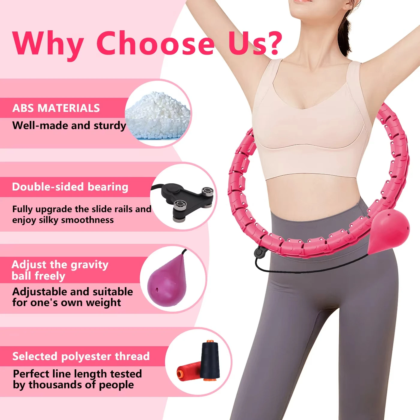 Weighted Exercise Circle for Adults Weight Loss Hoop Fitness, Include 32 Detachable Links and Waist Trainer for Women