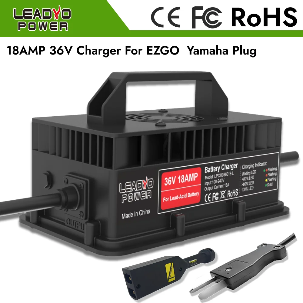 36V 18A Golf Cart Lead Acid Battery Charger IP67 Waterproof for EZGO TXT Crowfoot Plug Battery intelligent Smart 36V Charger 18A