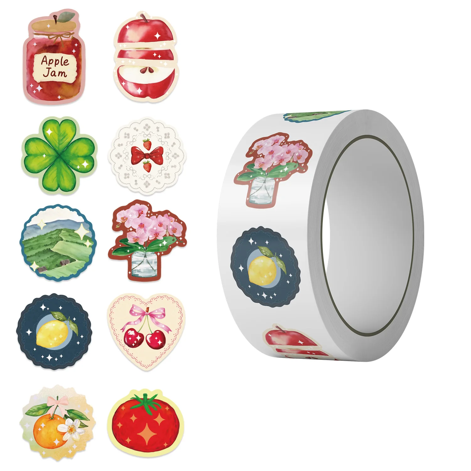 500 stücke Kreative Cartoon Obst Blume PVC Aufkleber Ästhetische Dekoration Telefon Fall Wasser Tasse Laptop Schreibwaren Wasserdicht Aufkleber