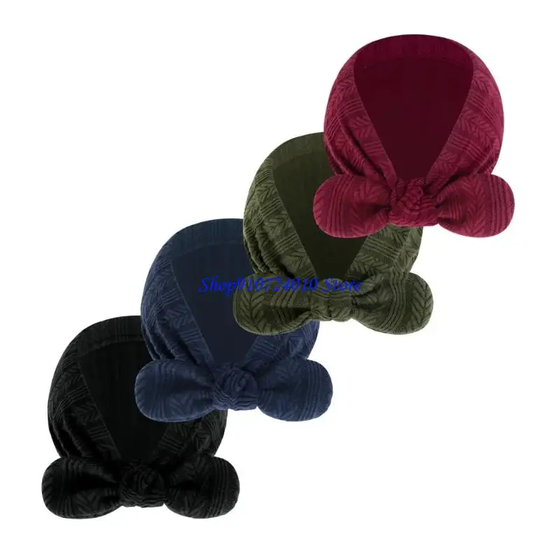 

77HD 4 шт. хлопковая детская шапка с бантом, головной убор, эластичная шапка для новорожденных, От 0 до 6 месяцев