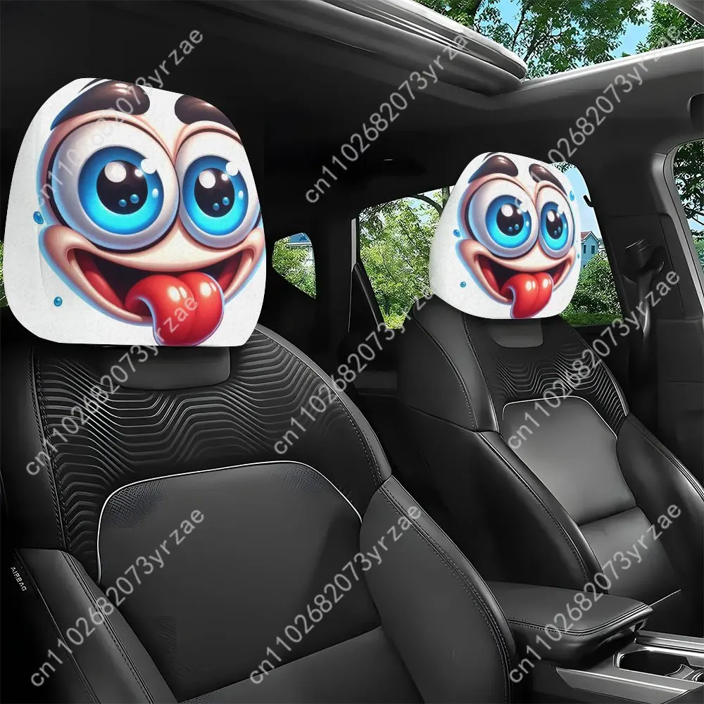 

Big-Eyed Tongue Car Seat Headrest Cover (2pcs) Environmentally Friendly Headrest Protector Breathable Comfortable Vehicle Decor