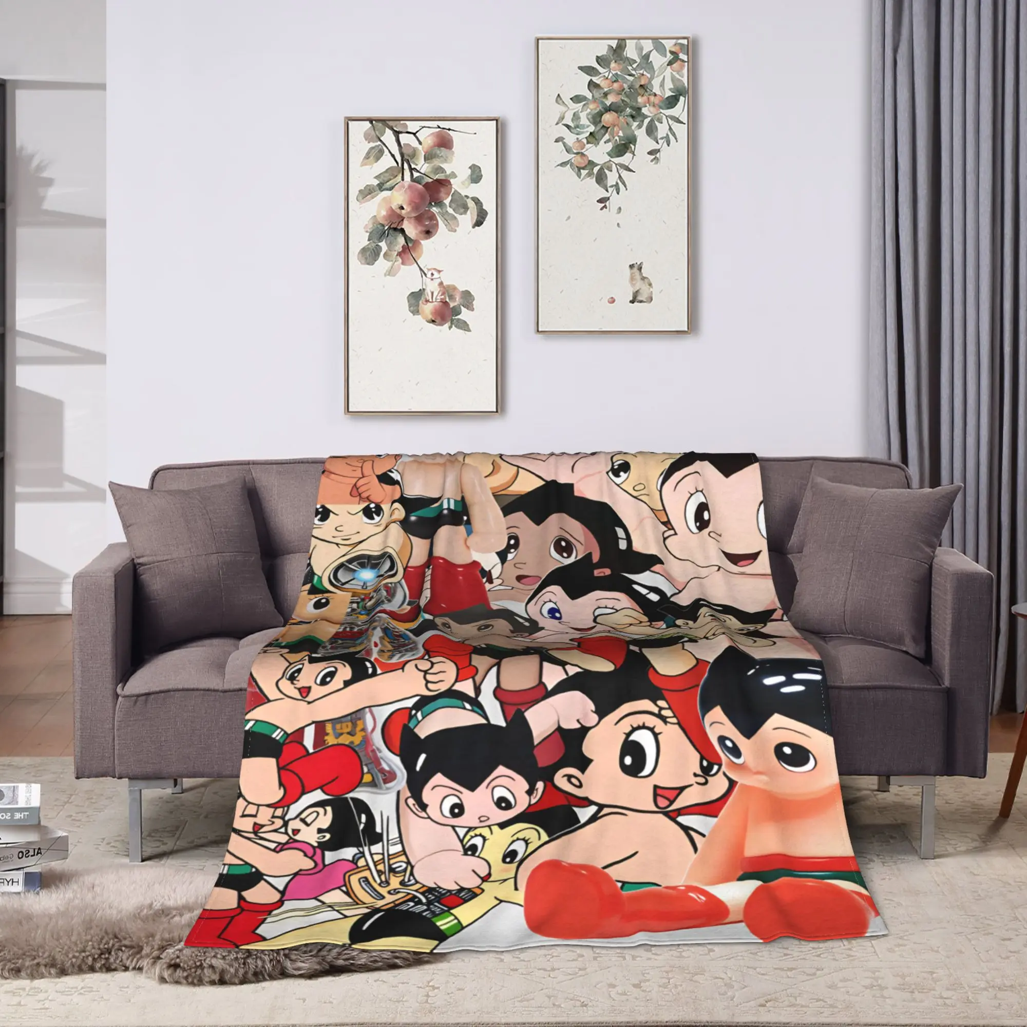 Astro Cartoon Boy Blanket Street Trend Plush Bedding Throws For Couch Chair Sofa Bed Camping Flannel Bedspread Bed Cover