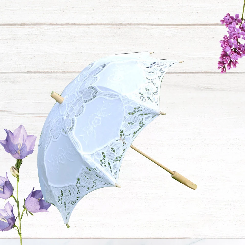 

Lace Umbrella Cotton Wedding Bride Shoe Folded Decor Bamboo Vintage Photo Booth Props