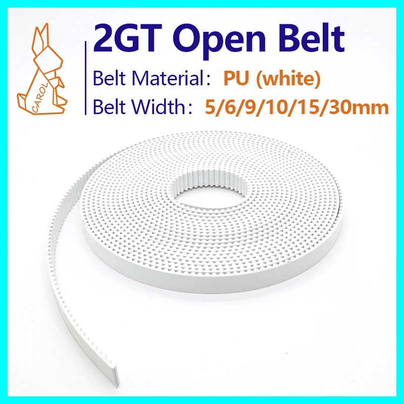 GT2 Open Timing Belt 2GT Belt PU with Steel Core for 3D Printer Width 5 6 9 10 15 30mm Polyurethane Steel PU Synchronous Belt 2M