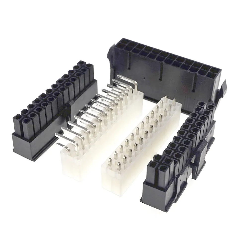 5pcs PC ATX 24 Pin 20+4 Receptacle Plug Housing Male Header Power Supply CPU PSU EPS12V Motherboard Mainboard Connector Terminal